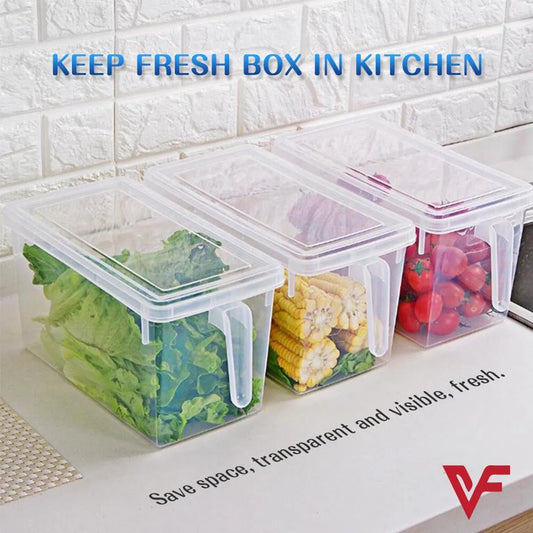 1PC Stackable Fridge & Freezer Storage Box with Sturdy Handle – Large Reusable Plastic Container for Food Organization