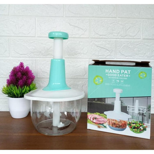 2000ml Chopper - Powerful Manual Food Chopper - Hand held Mini Food Processor, Vegetables, Fruits, Onions Choppers, Dicers and Mincers - Pump Action With 4 blades