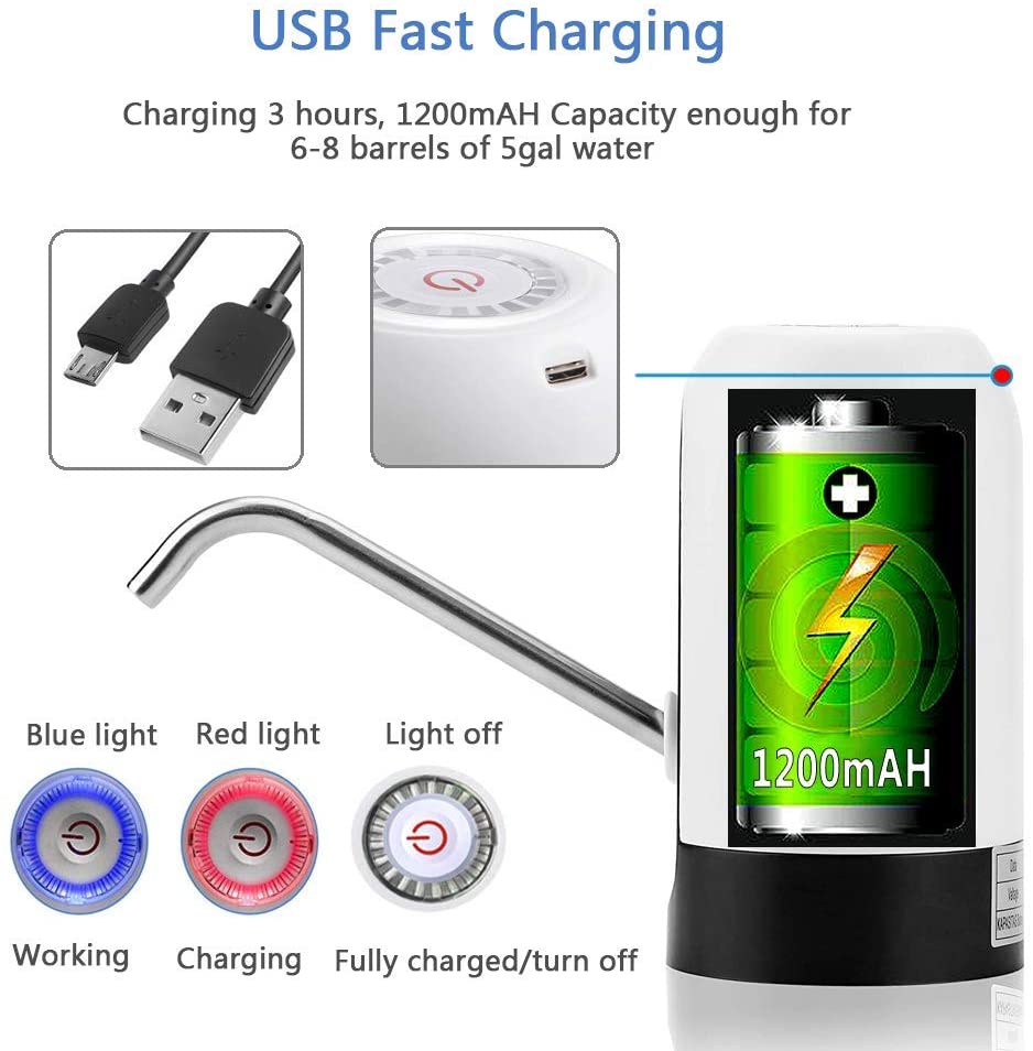 USB Charging Automatic Water Bottle Pump – Portable Electric Drinking Water Dispenser with Switch