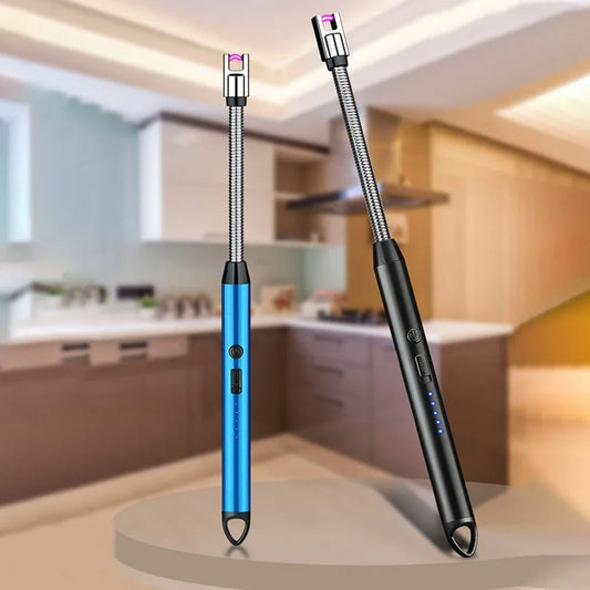 Long Neck Plasma Lighter - Rechargeable USB Electric Lighter with 360° Adjustable Neck, Windproof, Flameless for Kitchen, BBQ, Candle, and Outdoor Use