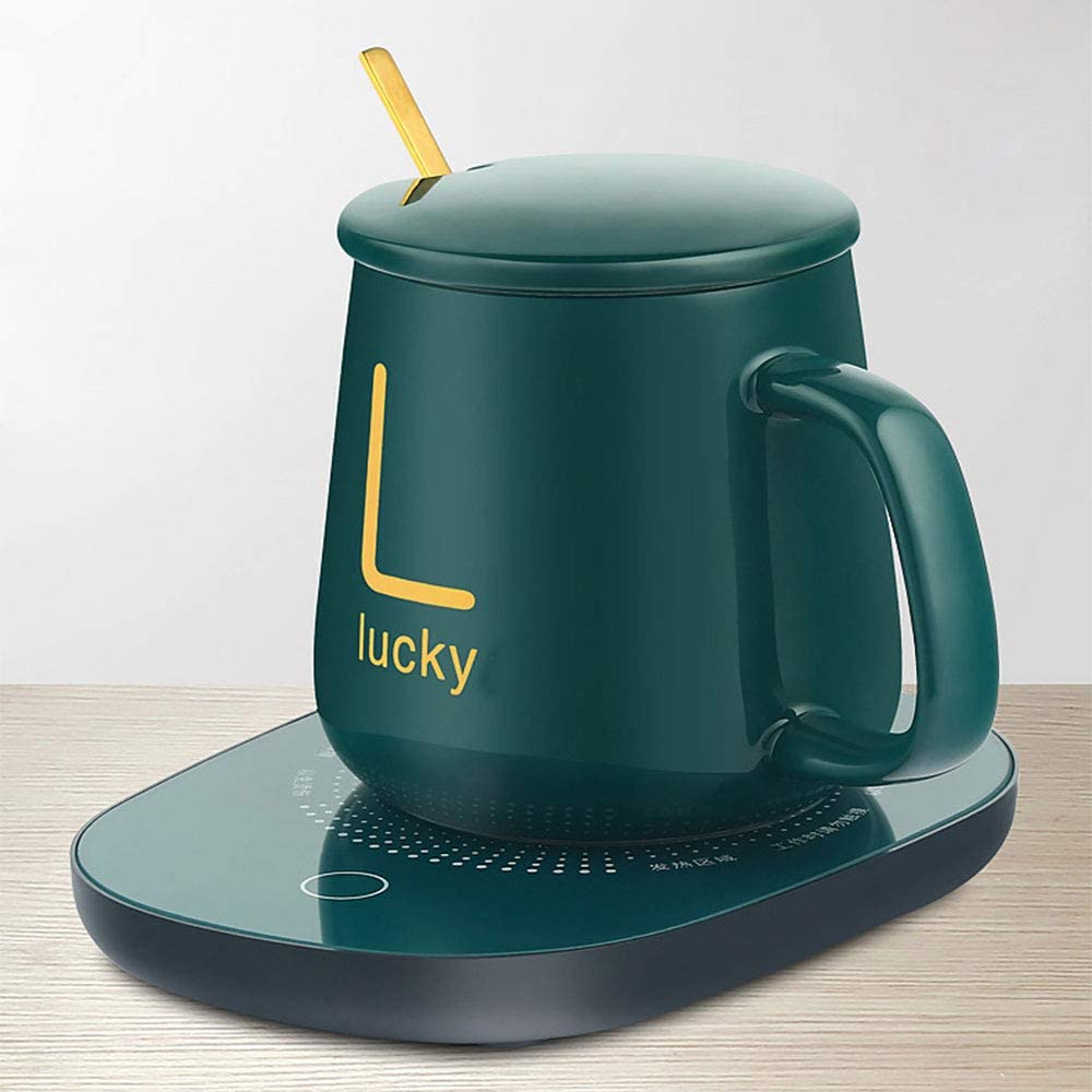 USB Electric Coffee Mug Warmer Set for Desk β Auto On/Off, Keeps Drinks Warm at 40-50β, Includes Ceramic Mug, Lid & Spoon β