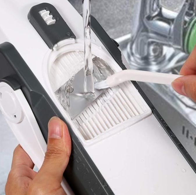 5-in-1 Multifunctional Vegetable and Fruit Cutter with Spring Slicer Pump, Mandoline Slicer, Chopper, Container, and Grater