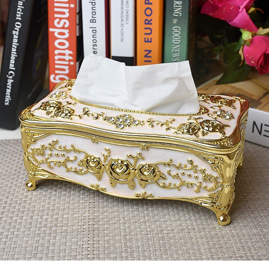 European Hotel Style Rectangular Fancy Table Facial Tissue Box Cover Holder β Elegant Tissue Dispenser for Home & Office
