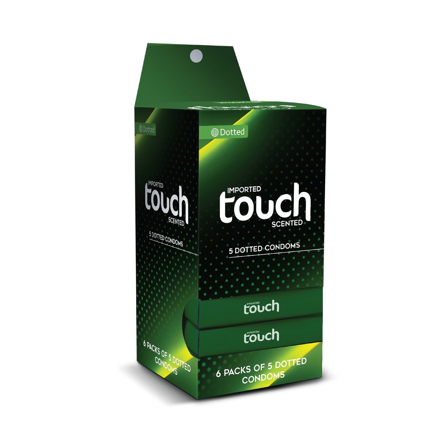 Touch Dotted Condoms โ 30-Pack Dispenser (5 x 6's)