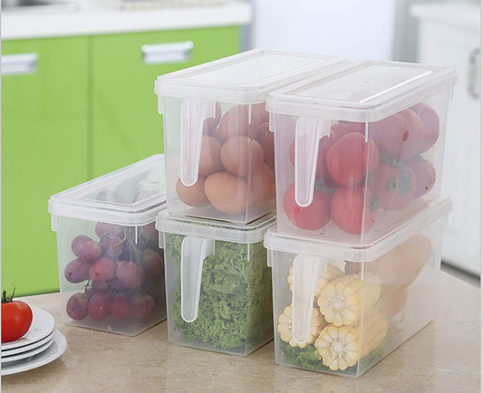 1PC Stackable Fridge & Freezer Storage Box with Sturdy Handle – Large Reusable Plastic Container for Food Organization