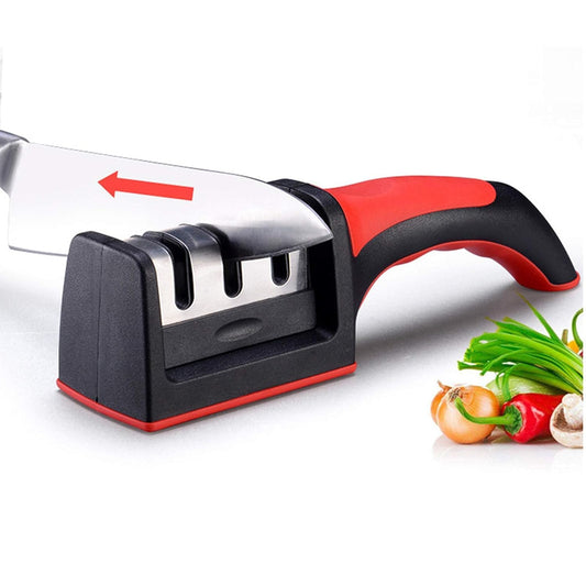 Advanced Manual 3-Stage Kitchen Knife Sharpener – Upgraded 3-Slot Ceramic Stone Repair Grinder for Self-Sharpening Knives
