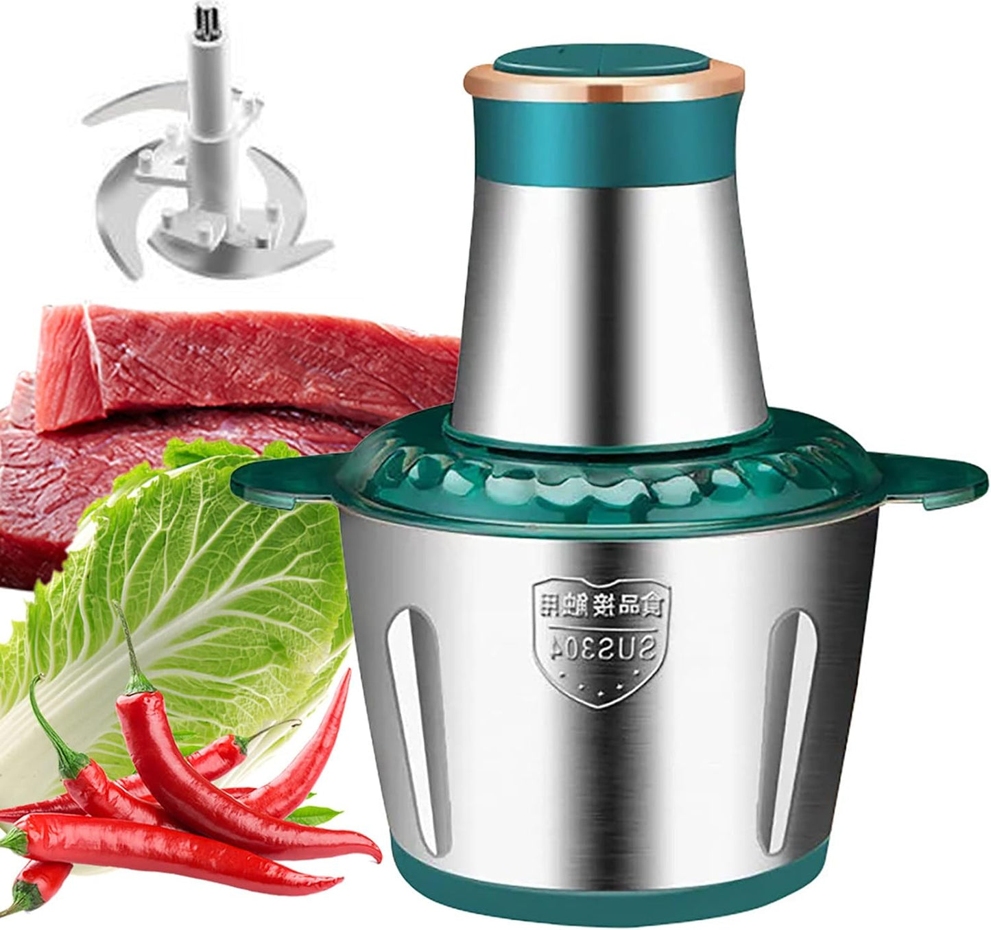 2L/3L Electric Meat Grinder & Mini Food Chopper with Double Layer S-Type Knives and 2-Speed Settings for Meat, Vegetables, and Onions