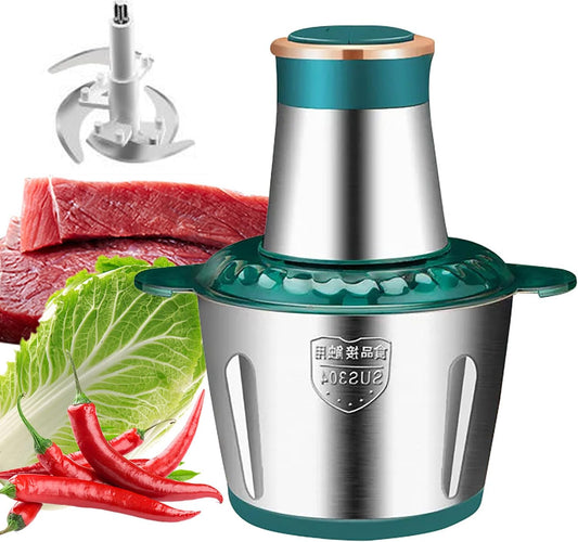 2L/3L Electric Meat Grinder & Mini Food Chopper with Double Layer S-Type Knives and 2-Speed Settings for Meat, Vegetables, and Onions