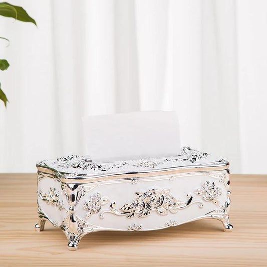 European Hotel Style Rectangular Fancy Table Facial Tissue Box Cover Holder – Elegant Tissue Dispenser for Home & Office
