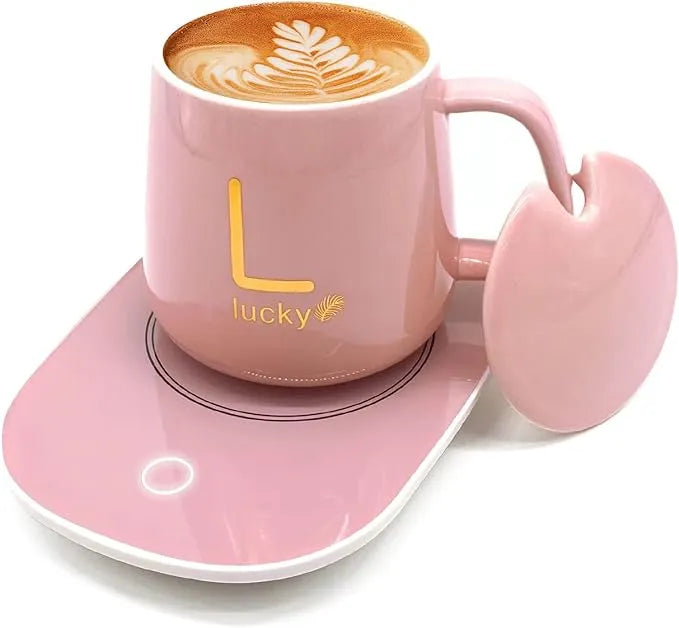 Pink Coffee Mug Warmer for Desk with Automatic Sensor Switch – Portable Beverage and Candle Warmer for Heating Coffee, Tea, Milk, and More – Perfect Winter Gift and Office Desk Accessory