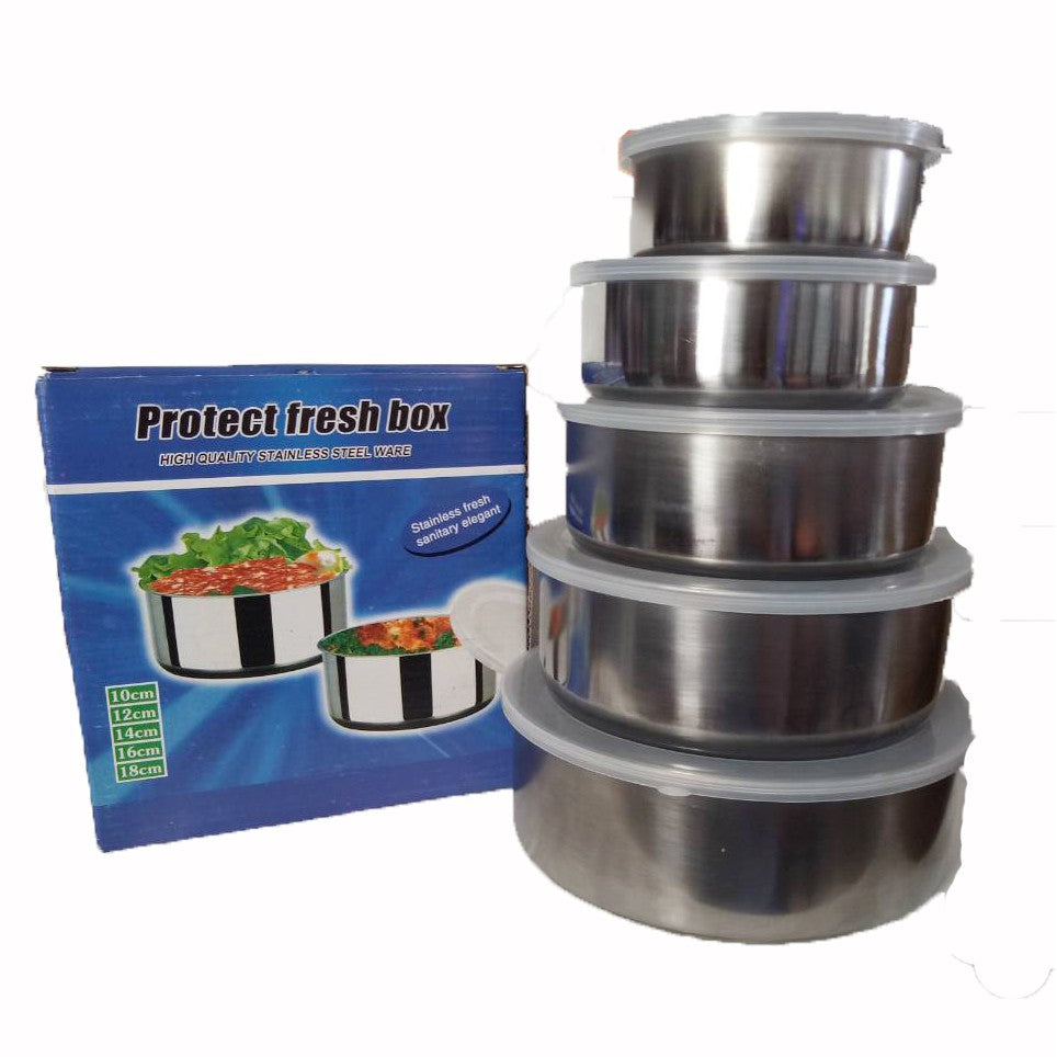 Stainless Steel Food Storage Container 5 Pcs Bowl Set With Airtight Lids Mixing Bowls Cookware Set Kitchen Tool
