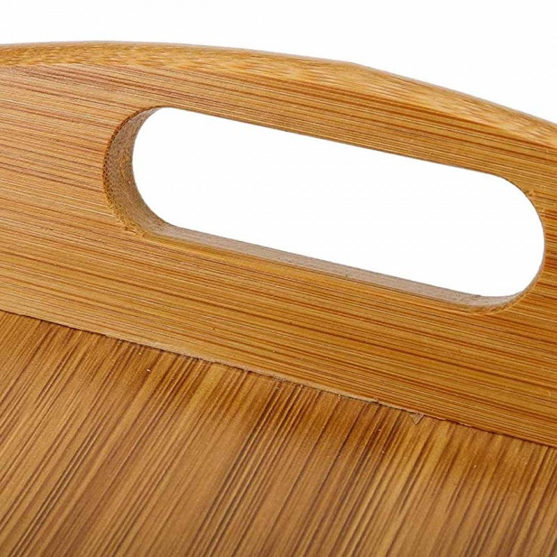 Set of 3 Bamboo Wooden Multipurpose Trays with Handles for Serving Breakfast, Food, and Refreshments โ Different Sizes