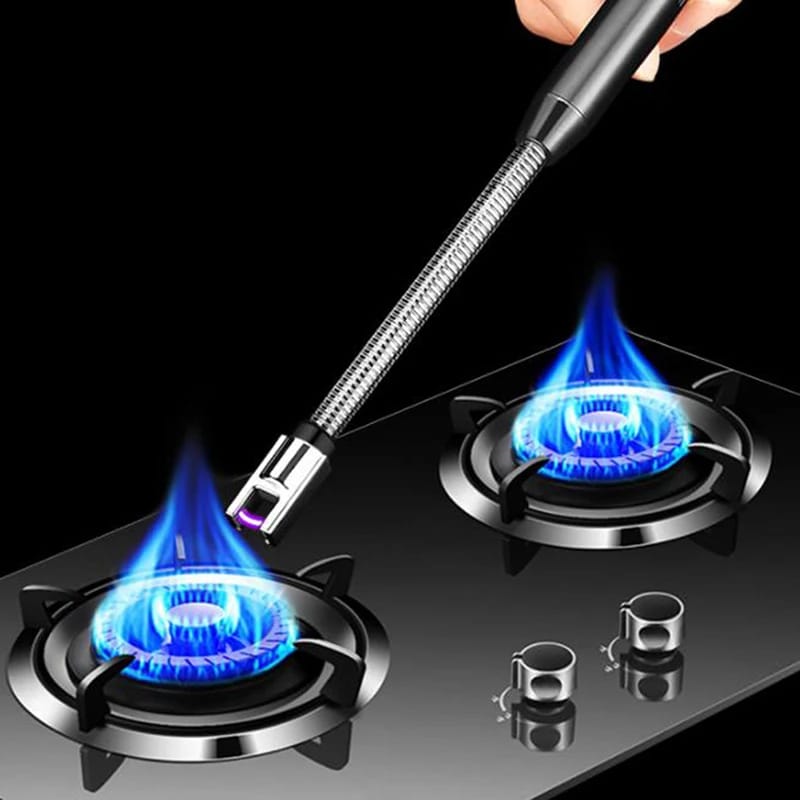Long Neck Plasma Lighter - Rechargeable USB Electric Lighter with 360° Adjustable Neck, Windproof, Flameless for Kitchen, BBQ, Candle, and Outdoor Use