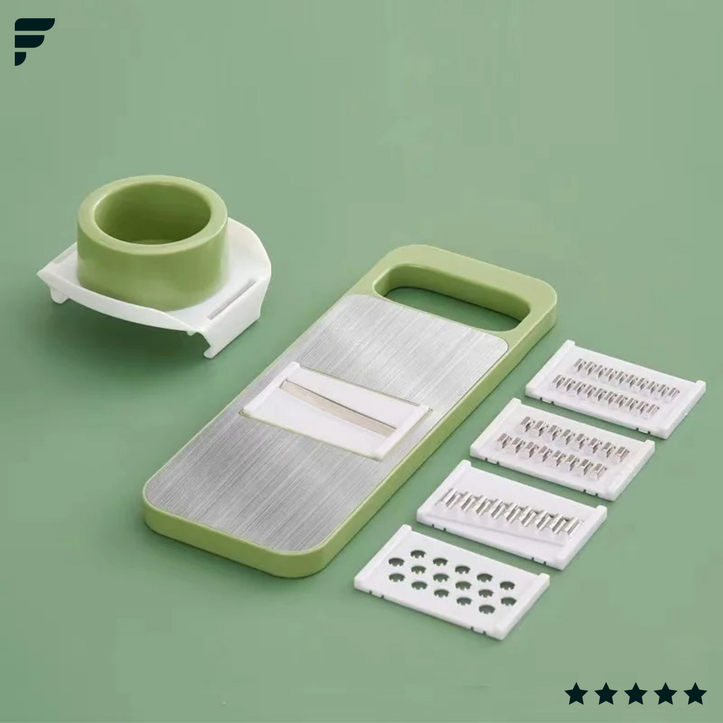 5-in-1 Multifunctional Manual Vegetable & Fruit Slicer with Interchangeable Blades and Hand Protector β Effortless Slicing, Chopping, and Grating for Easy Meal Prep