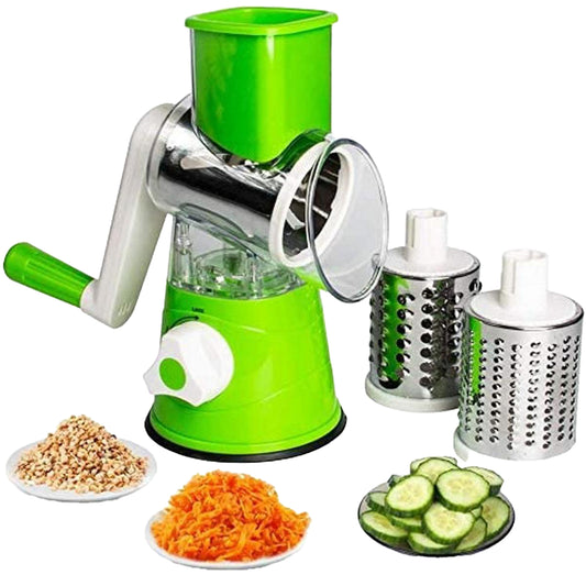 Manual Tabletop Drum Cheese Grater – 3-in-1 Rotary Shredder Slicer for Cheese, Vegetables, and Fruits