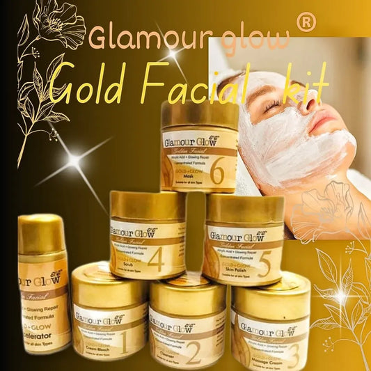 Glamour Glow Gold Whitening Facial Kit 7-in-1 with Bleach – Radiant & Clear Skin