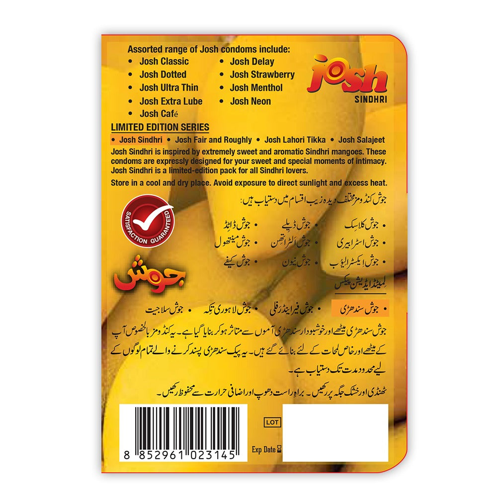 Experience the Sweetness of Sindhari Mango with Josh Condoms – 3 Pack