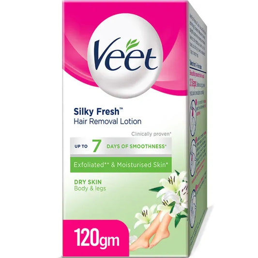 Veet Silky‑Fresh Hair Removal Lotion for Dry Skin – 120 g | Moisturizing & Smooth