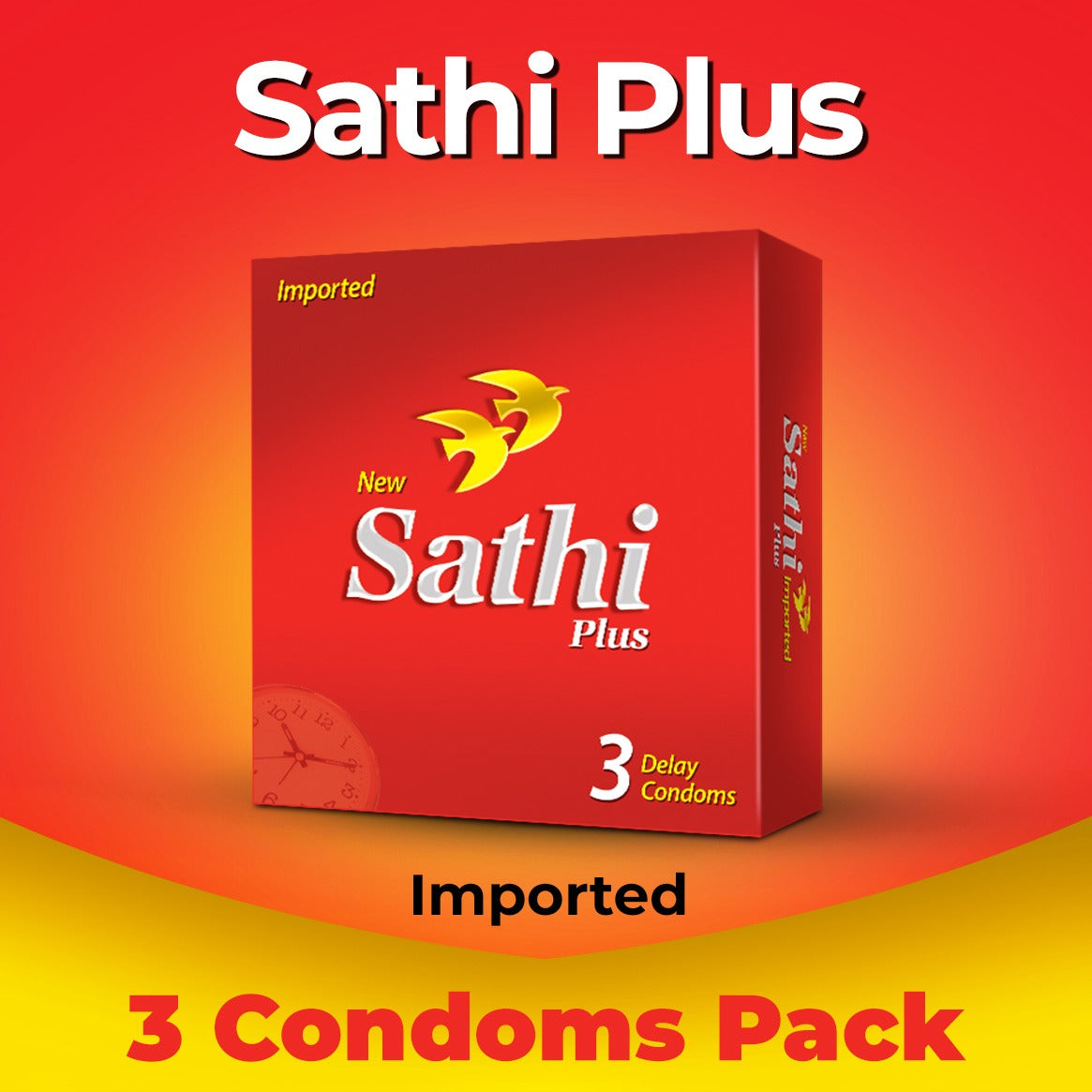 Sathi Plus Delay Condoms – Extended Pleasure, Pack of 3
