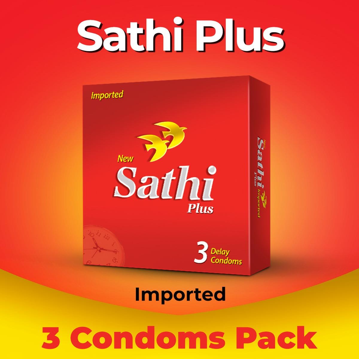 Sathi Plus Delay Condoms – Extended Pleasure, Pack of 3