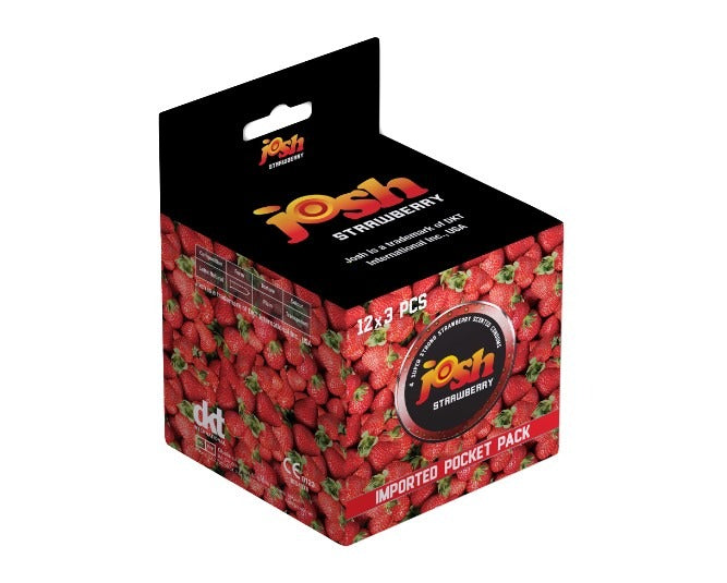 Josh Strawberry Condoms ā Bulk Dispenser (12 Packs of 3) ā 36 Condoms Total