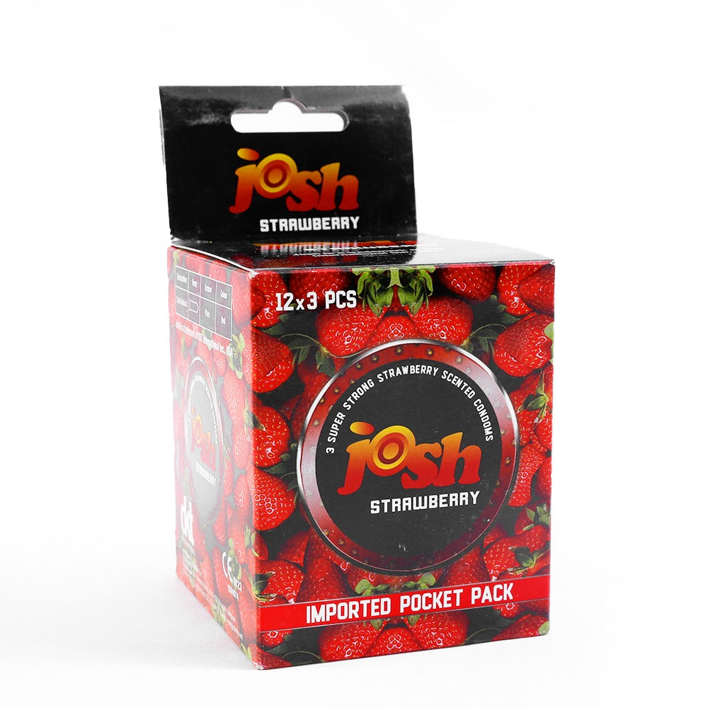 Josh Strawberry Condoms ā Bulk Dispenser (12 Packs of 3) ā 36 Condoms Total