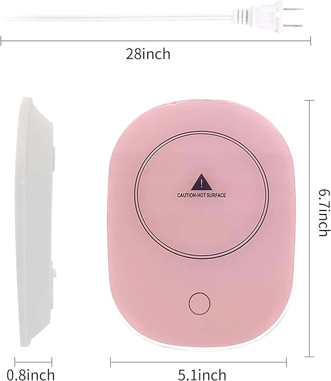 Pink Coffee Mug Warmer for Desk with Automatic Sensor Switch – Portable Beverage and Candle Warmer for Heating Coffee, Tea, Milk, and More – Perfect Winter Gift and Office Desk Accessory