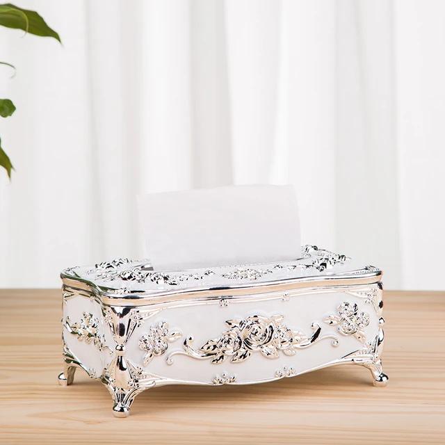 European Hotel Style Rectangular Fancy Table Facial Tissue Box Cover Holder – Elegant Tissue Dispenser for Home & Office