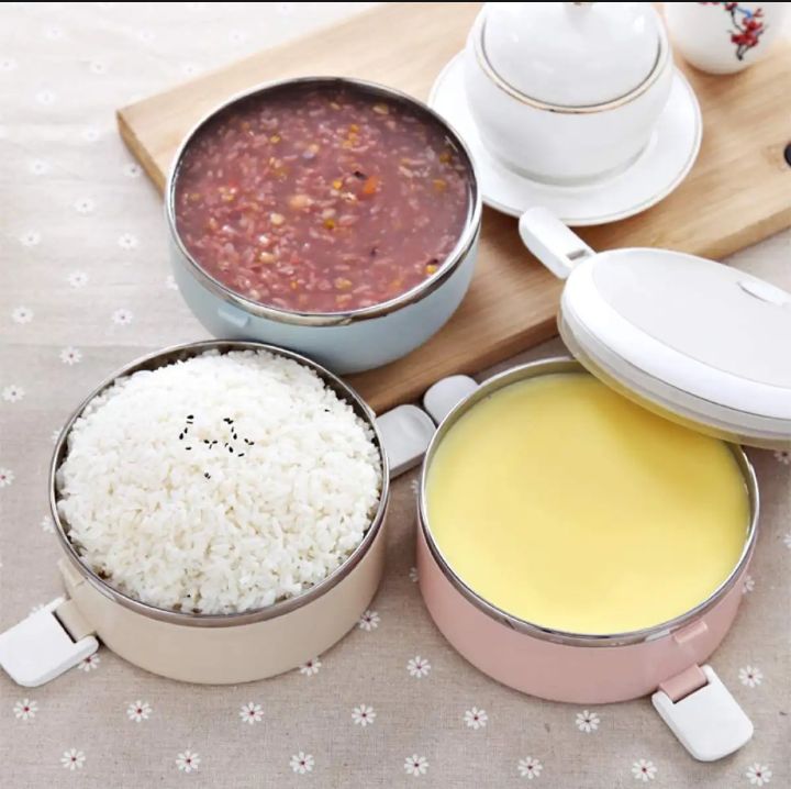 3-Layer Round Stainless Steel Lunch Box – 2100ml Portable Food Storage Container