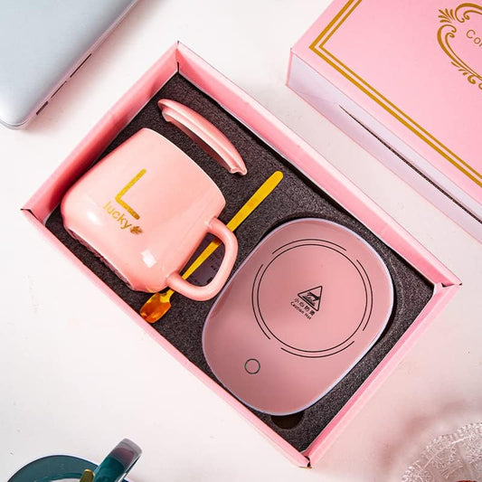 Pink Coffee Mug Warmer for Desk with Automatic Sensor Switch – Portable Beverage and Candle Warmer for Heating Coffee, Tea, Milk, and More – Perfect Winter Gift and Office Desk Accessory
