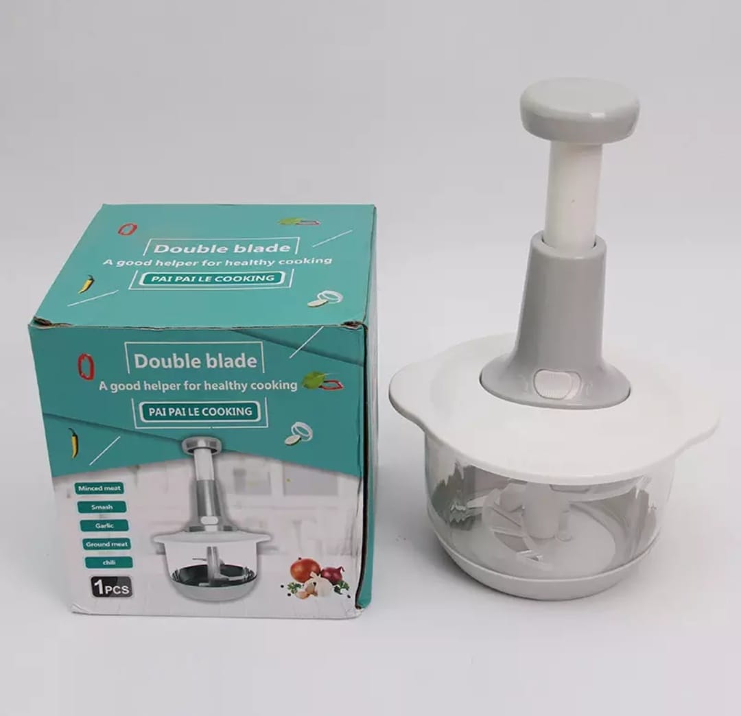 Manual Vegetable Chopper 1500mL - Hand Press Pump Chopper with 3 Stainless Steel Blades, Mixer & Mincer for Onions, Tomatoes, Green Chilies, and More