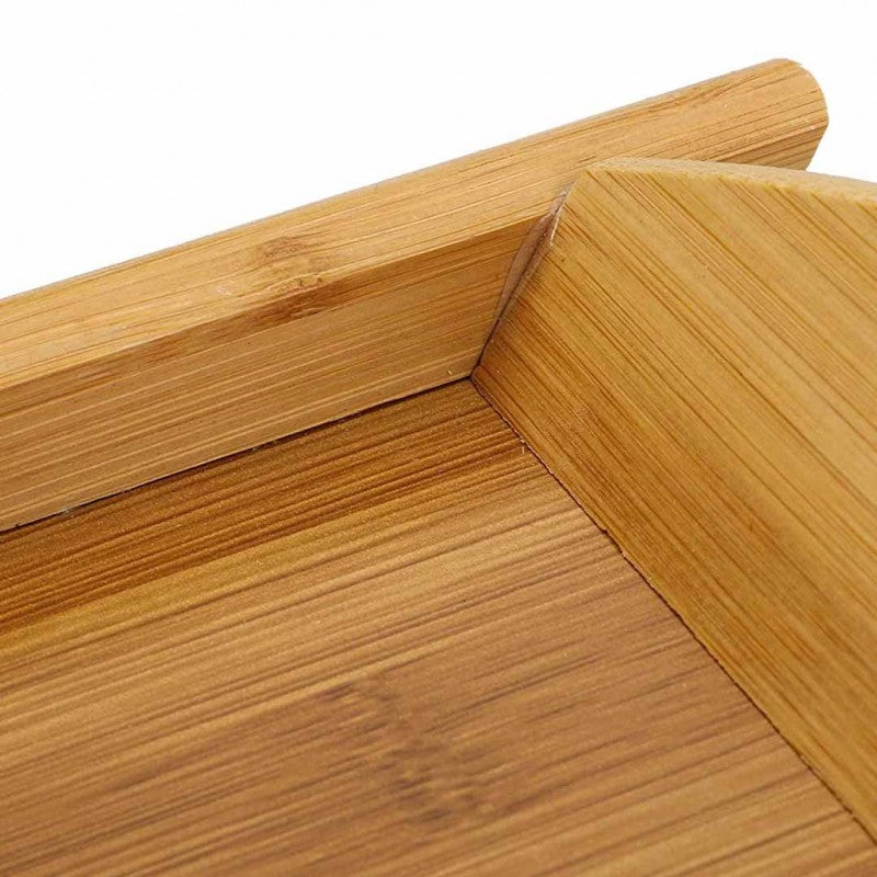Set of 3 Bamboo Wooden Multipurpose Trays with Handles for Serving Breakfast, Food, and Refreshments – Different Sizes