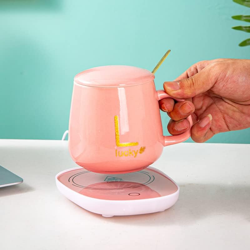 Pink Coffee Mug Warmer for Desk with Automatic Sensor Switch – Portable Beverage and Candle Warmer for Heating Coffee, Tea, Milk, and More – Perfect Winter Gift and Office Desk Accessory