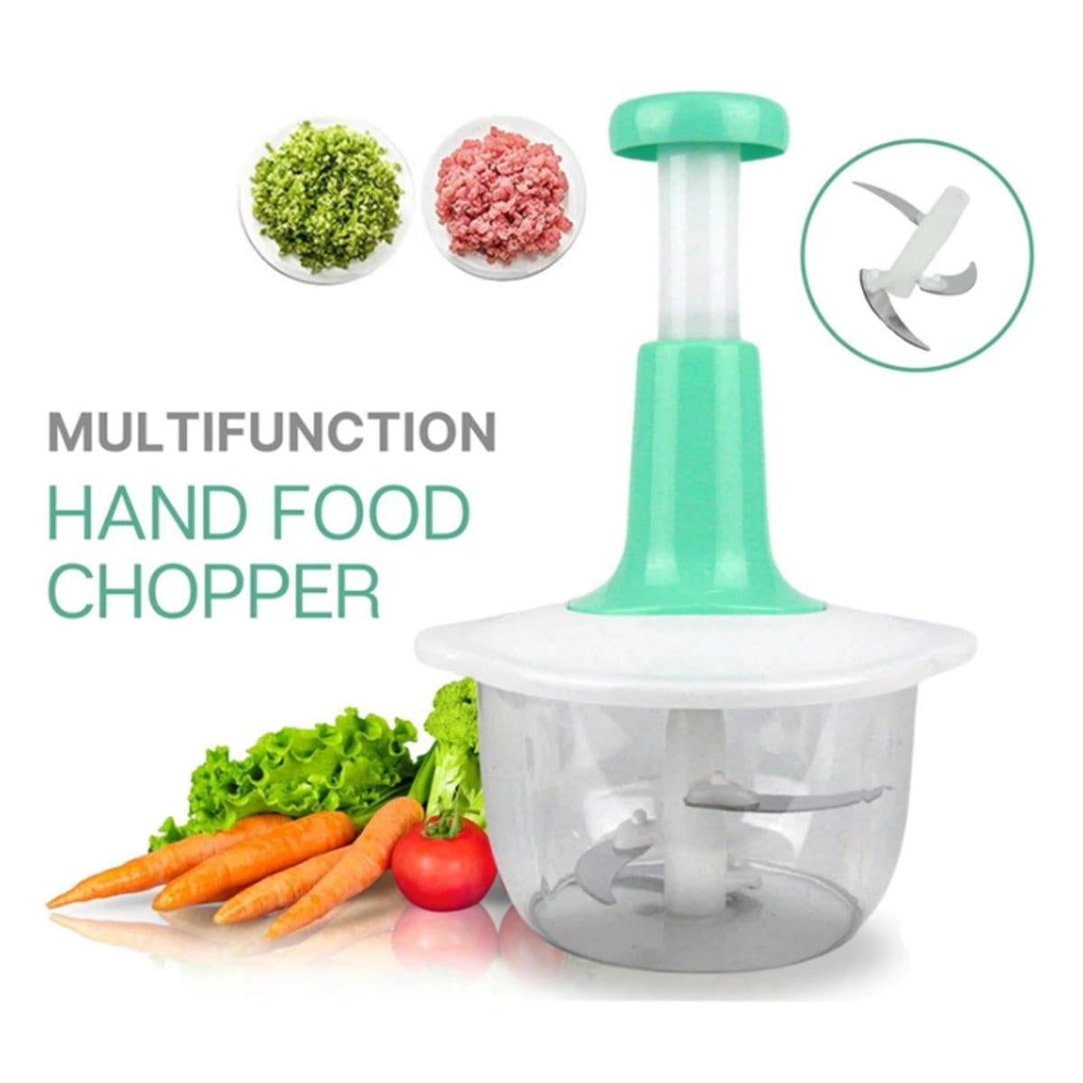 2000ml Chopper - Powerful Manual Food Chopper - Hand held Mini Food Processor, Vegetables, Fruits, Onions Choppers, Dicers and Mincers - Pump Action With 4 blades