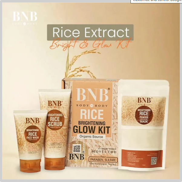 Rice Extract Bright & Glow Kit – Face Wash, Scrub & Mask (3-in-1)