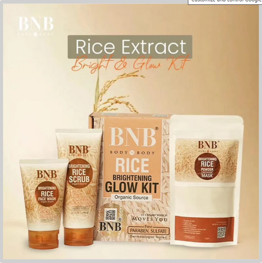 Rice Extract Bright & Glow Kit – Face Wash, Scrub & Mask (3-in-1)