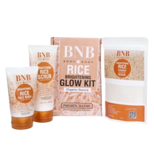 Rice Extract Bright & Glow Kit – Face Wash, Scrub & Mask (3-in-1)