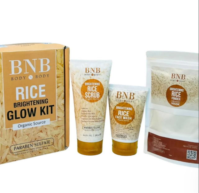 Rice Extract Bright & Glow Kit – Face Wash, Scrub & Mask (3-in-1)