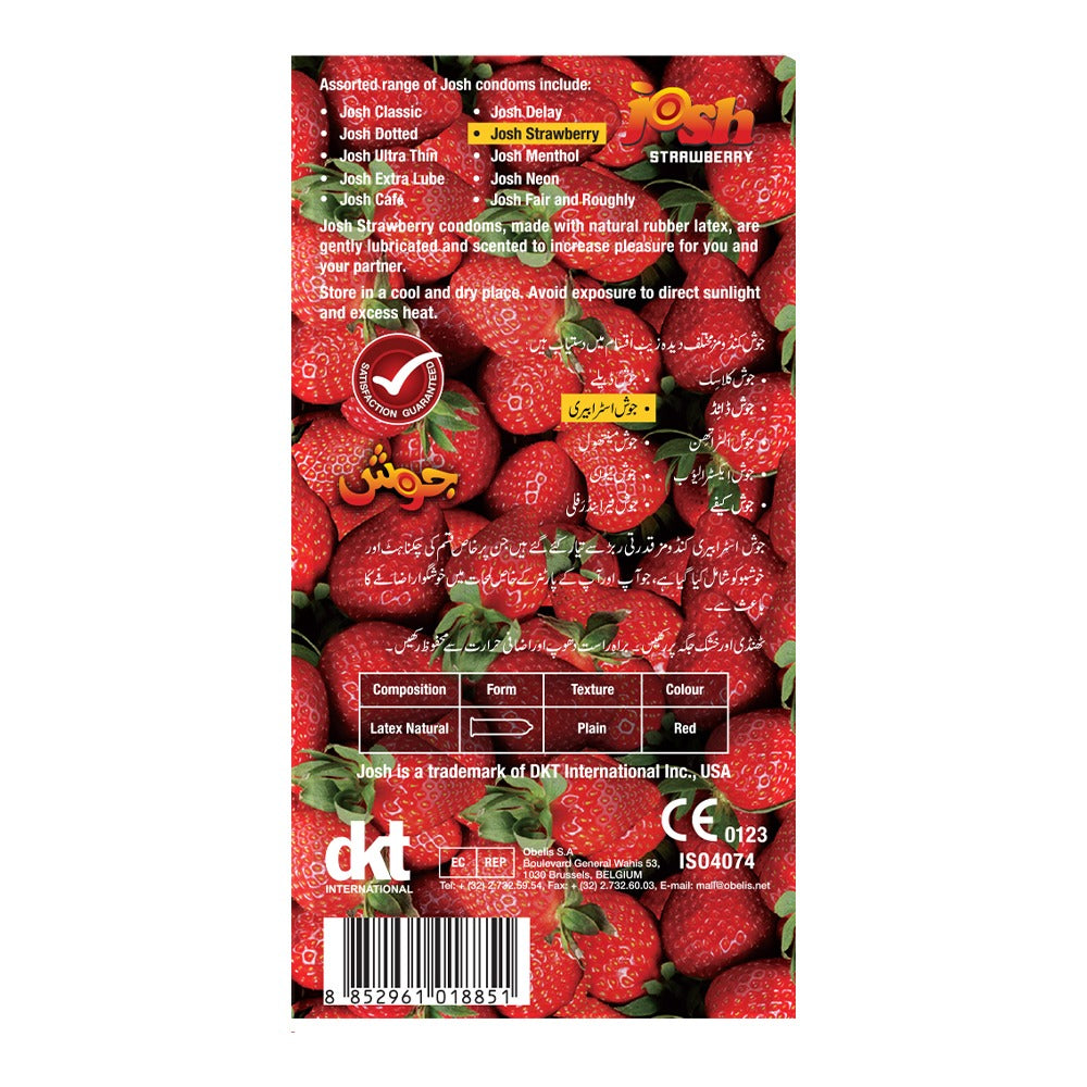 Josh Strawberry Condoms – Bulk Dispenser (12 Packs of 3) – 36 Condoms Total